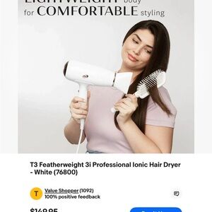 T3 Luxe White and Rose Gold Hair Dryer